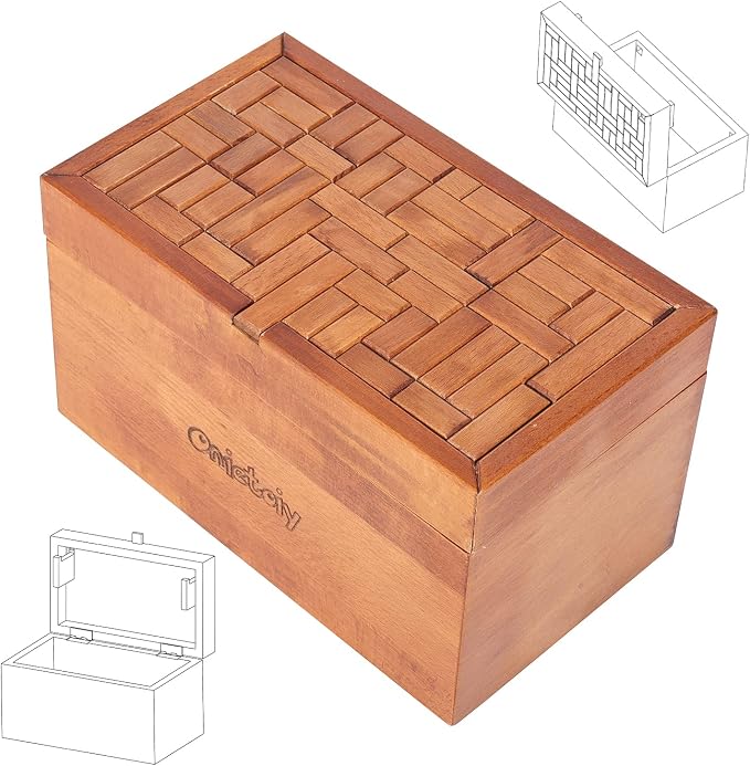 Onietoiy Big 32 Steps Wooden Secret Puzzle Box Toys Beech Wood Money Holder Handmade Storage Brain Teaser Unlocking Games Retro Compartment Thinking Toy Mysterious Birthday Gift for Kids and Adults