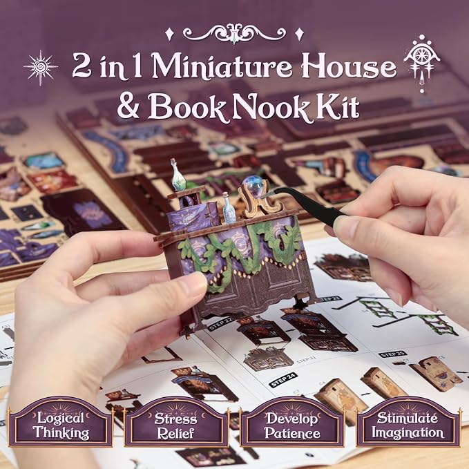 CUTEBEE Book Nook Kit - DIY Miniature House Dollhouse Kit for Adults and Teens, Booknook Tiny House Bookshelf Decor 3D Wooden Puzzle, Gifts for Family Friends (The Astrology Bookshop)