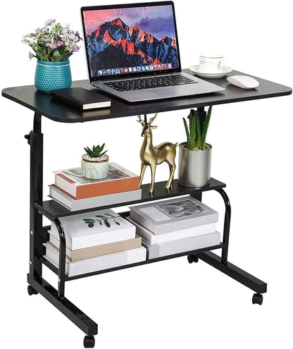 Laptop Desk Removable and Adjustable Height Table for Bedroom Bedside Table Lazy Sofa Table Minimalist Office Desk Home Student Writing Desk Desk, Small Standing Desk with Storage TV Tray Table.Black