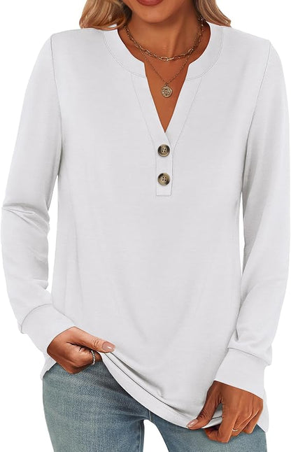 ANRABESS Women's Long Sleeve Shirts 2026 Spring Fashion Dressy Casual Tops Trendy Henley Blouses Cute Work Outfits Clothes