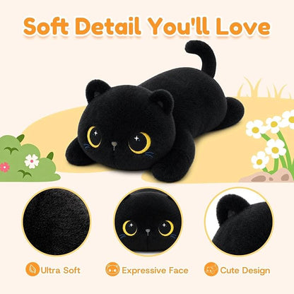 Black Cat Weighted Stuffed Animal, Soft Plush Toy Gift(24.8 Inch, 3.6 Lbs)