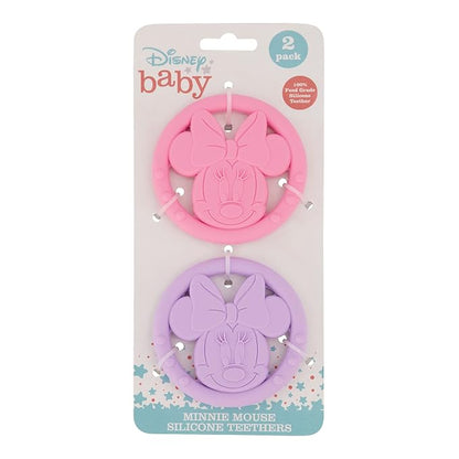 Cudlie Disney Silicone Teether Toy Set for Infants, Food Grade and BPA Free Teethers for Babies 6-12 Months, 2-Pack Teether Toys for Newborns Minnie Mouse II