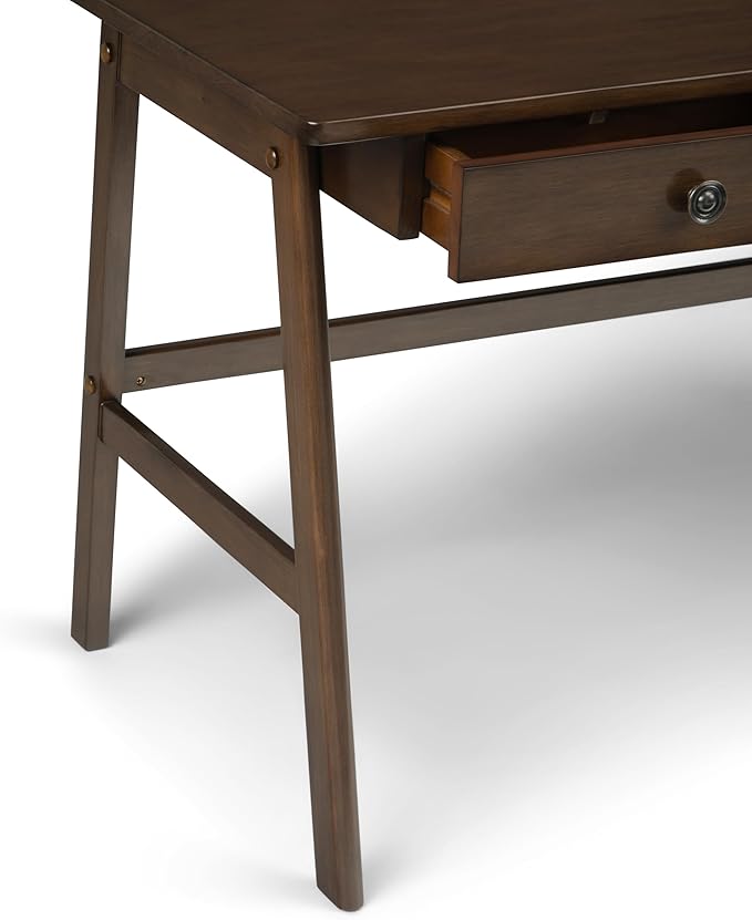 SIMPLIHOME Rylie SOLID WOOD 60 inch Wide Home Office Desk, Writing Table, Workstation, Study Table Furniture in Natural Aged Brown with 3 Drawers