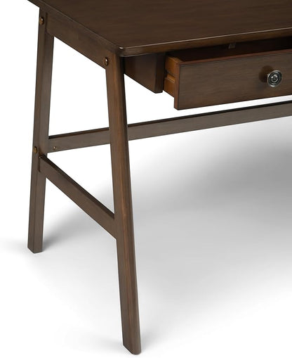 SIMPLIHOME Rylie SOLID WOOD 60 inch Wide Home Office Desk, Writing Table, Workstation, Study Table Furniture in Natural Aged Brown with 3 Drawers