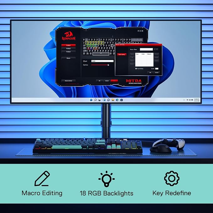 Redragon K582 SE Wired RGB Mechanical Gaming Keyboard, 104-Key, PBT Keycaps | 16.8M Color Immersive eSports Lighting Vibe, Quiet Keystrokes w/ Sound-Absorbing Foam, N-Key Rollover, Customize Software