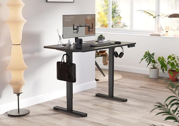 YDN 32 x 19 Inch Black Electric Standing Desk | Adjustable Height, Sit Stand, Cable Management, Ergonomic, Home Office