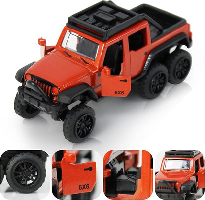 KIDAMI Diecast Toy Trucks 4 Pack Die Cast Metal Toy Cars Pull Back Cars Openable Doors Off-Road Vehicles Birthday Gift for Boys and Toddlers (Pickup Truck)