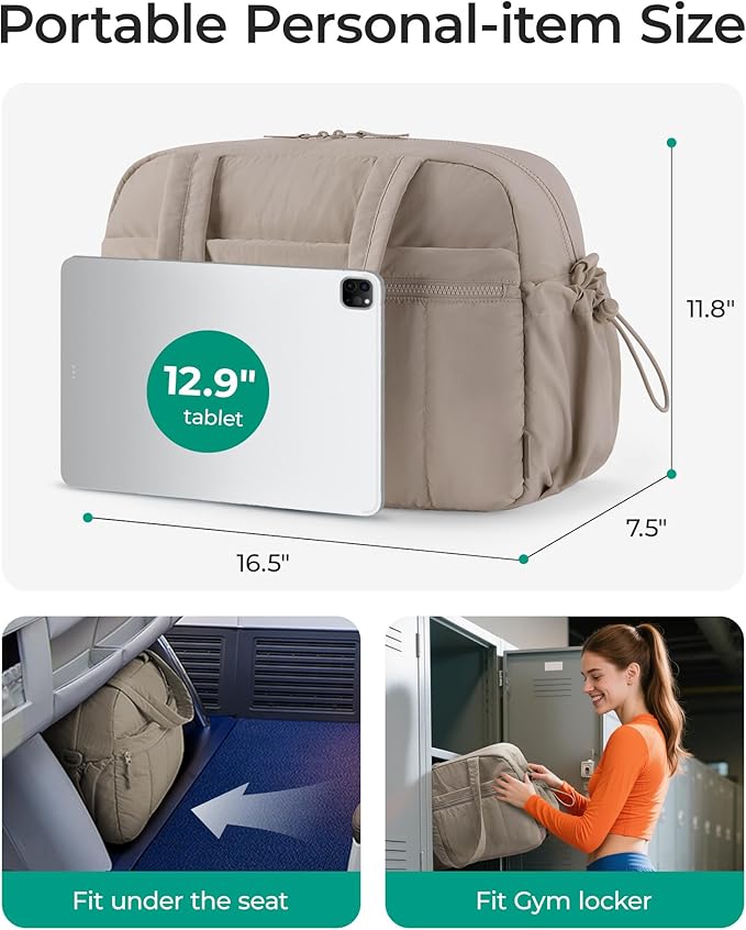 BAGSMART Duffle Bag for Travel, Gym Bag for Women, Weekender Carry on Bag | PVC Wet Pocket, Airline Approved Personal Carry-on Size, Fits Under-seat, One Bag for Gym, Travel, Hospital, Overnight