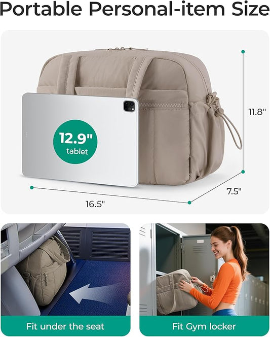 BAGSMART Duffle Bag for Travel, Gym Bag for Women, Weekender Carry on Bag | PVC Wet Pocket, Airline Approved Personal Carry-on Size, Fits Under-seat, One Bag for Gym, Travel, Hospital, Overnight