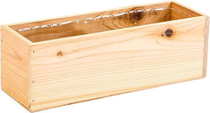 Wooden Planter Box, Rose Wood, Plastic Liner l Garden Decor l Restaurant and Wedding Decorations l Wedding Bouquets, Table Centerpiece, 12 x 4 Inches, (Rectangular) (12x4 Set of 4, Rose Wood)