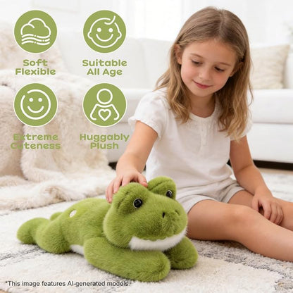 Green Frog Stuffed Animal 17.7INCH 1.56IB | Cute Weighted Frog Plush Pillow, Huggable Stuffy, Soft Plushies, Birthday Gifts for Kids Boys Girls