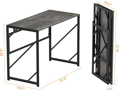 Elephance Folding Desk Writing Computer Desk for Home Office No-Assembly | Study Office Desk,Foldable Table for Small Spaces,31.5 Inch,Black Oak