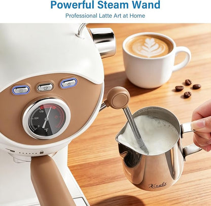 XIXUBX Espresso Machine, Compact Espresso Maker with Milk Frother | 20-Bar Pump, PID Control, Low Vibration Coffee Maker, for Small Kitchen, Home, Brews Latte, Cappuccino
