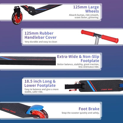 Kick Scooter - Collapsible Portable Kids Push Scooter - Lightweight Folding Design with High Visibility RGB Light Up LEDs on Wheels