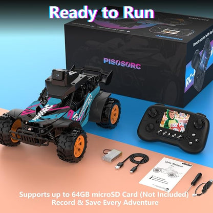 RC Car with Camera, RC Truck, FPV Remote Control Car, 2.4GHz 2.8" Screen, 60° Adjustable Camera, Live Video, APP/Radio Dual Control, 2 Speeds, Rechargeable Off-Road RC Cars, Gift for Adults&Kids