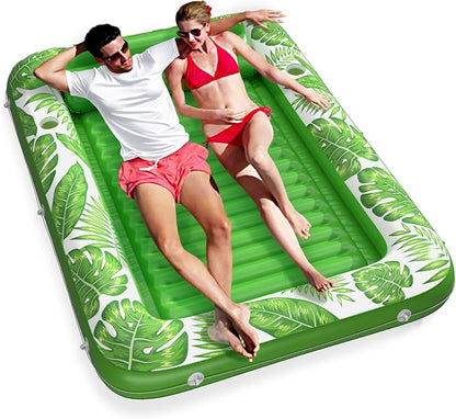 Inflatable Tanning Pool Lounger Float - Jasonwell 4 in 1 Sun Tan Tub Sunbathing Pool Lounge Raft Floatie Toys Water Filled Tanning Bed Mat Pad for Adult Blow Up Kiddie Pool Kids Ball Pit (GLE, XL)