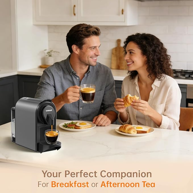 CHULUX Bafè-Pro Espresso Maker for Nes Pod, 20 Bar High Pressure Pump, Gray | 1400W Rapid Heating, Espresso Lungo Buttons, Used Capsule Drawer, Auto-Eject System, 24oz Removable Reservoir, Mini Footprint