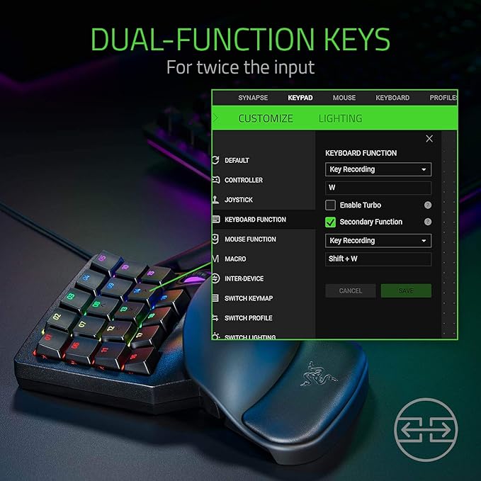 Razer Tartarus Pro Gaming Keypad: Analog-Optical Key Switches - Rapid Trigger - Adjustable Actuation - 32 Programmable Keys - Customizable Macros - Chroma RGB Lighting - Classic Black | Rapid Trigger, Adjustable Actuation, 32 Programmable Keys, Customi...