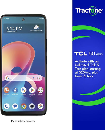 Tracfone, TCL 50 XE 5G, 128GB, Prepaid Smartphone, Gray, 50MP AI-Powered Camera, Locked