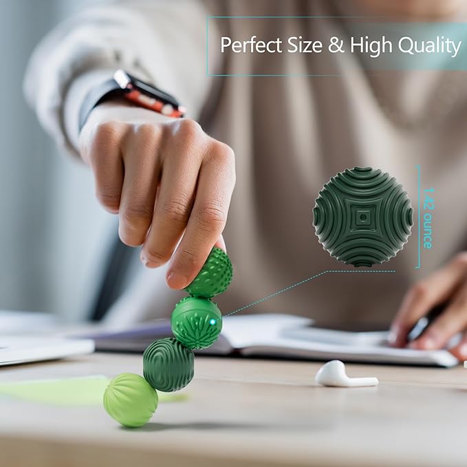 luckdoor Silicone Magnetic Balls Fidget Toys for Adults & Teens,4PCS Stress Relief Sensory Toys for Autism ADHD Anxiety,Fun Textures Gadgets,Office Desk Toy,Stocking Stuffers for Women Men Teen Gift