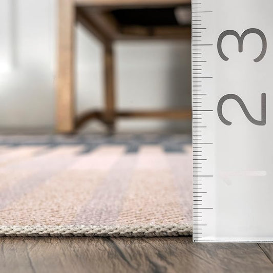 nuLOOM Lennie Modern Multi Striped Machine Washable Ultra Thin Runner Rug, 2' 6" x 8', Beige