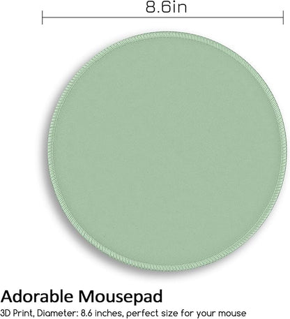 Solid Green Work Mouse Pad, Small Round Mouse Pads for Desk, Mini Travel Mousepad for Wireless Computer Laptop, Office Desk Accessories, 8.6 x 8.6 inch