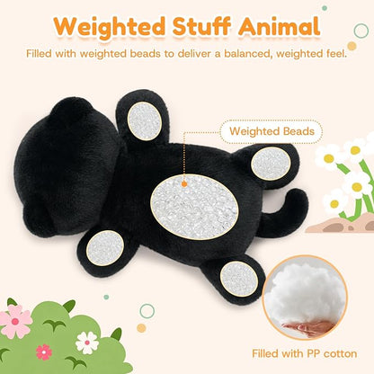 Black Cat Weighted Stuffed Animal, Soft Plush Toy Gift(10.6 Inch, 0.7 Lbs)