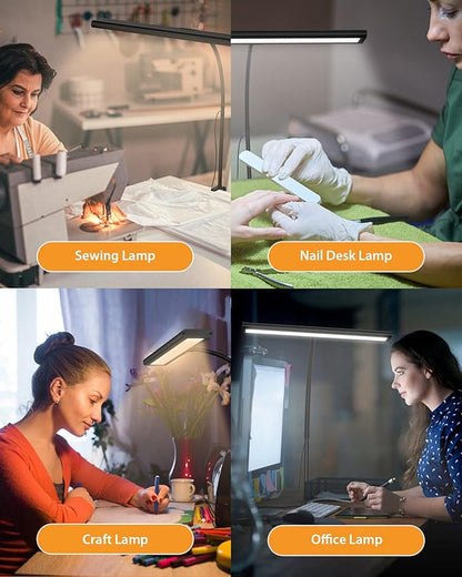 Desk Lamp for Office Home, [3 Color & 10 Brightness] 160 LED Dimmable Reading Lamp with Clamp, Eye-Caring Clip on Desk Light Working for Video Conference Workbench Drafting Crafting Drawing Puzzling