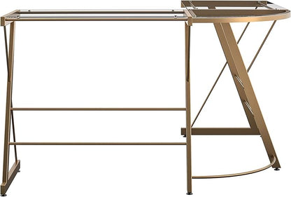 Ameriwood Home Odin Glass L-Shaped Computer Desk, Gold