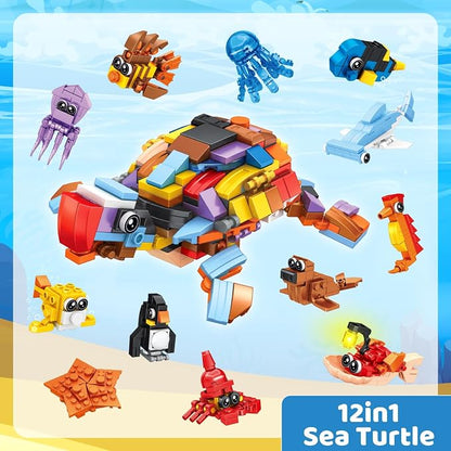 36 PCS Mini Building Blocks Sets Party Favors for Kids 4-8, Small Ocean Animals Building Blocks Sets for Goodie Bag Stuffers, Prize Box Toys for Kids Classroom, Classroom Prizes