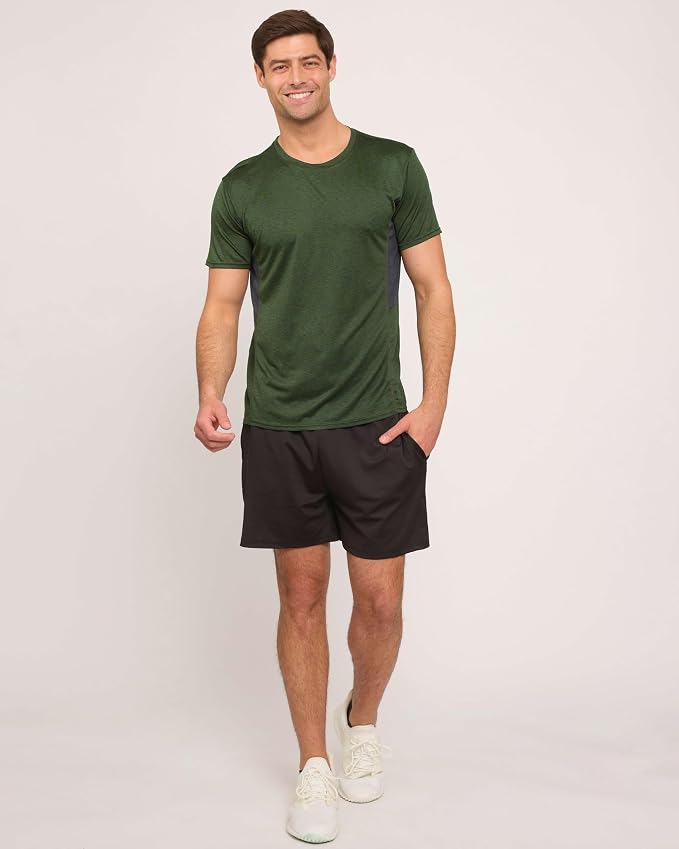 5 Pack Men's Dry Fit Short Sleeve T-Shirt Gym Workout Athletic Running Tee | Cooling, Moisture-Wicking, Crew Neck, Quick-Dry, Breathable, Active, Exercise, Fitness, Basketball, Cycling, Hiking, Tennis