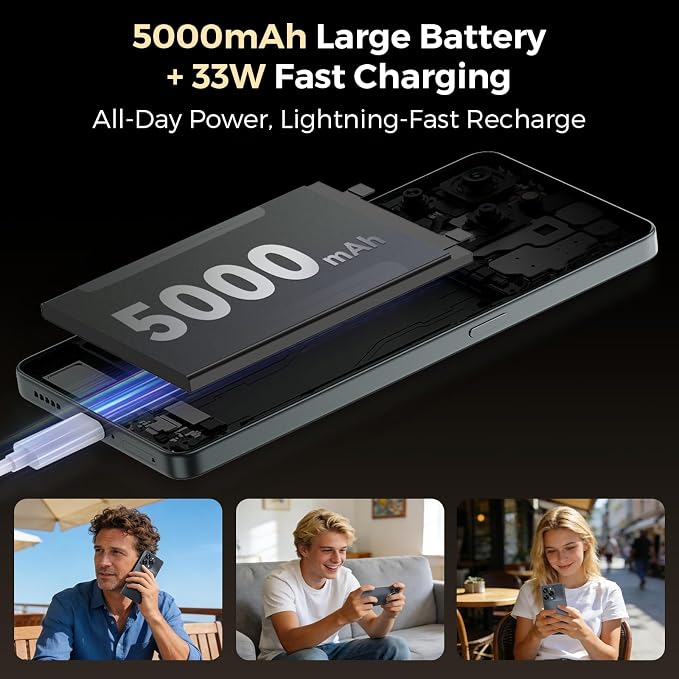 S13 108MP AI Triple Camera, 32MP Front, 50MP Ultra-Wide, 8MP Macro, Android 14 Smartphone, 6.67" FHD+ AMOLED 120Hz, 12GB+256GB, 5000mAh, 33W Charging, Dual SIM, Fingerprint & AI Face Cell Phone