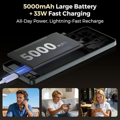 S13 108MP AI Triple Camera, 32MP Front, 50MP Ultra-Wide, 8MP Macro, Android 14 Smartphone, 6.67" FHD+ AMOLED 120Hz, 12GB+256GB, 5000mAh, 33W Charging, Dual SIM, Fingerprint & AI Face Cell Phone