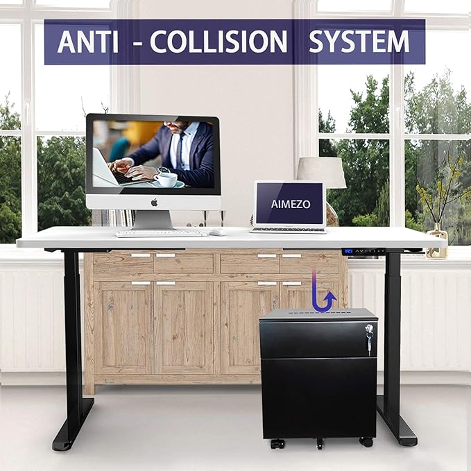 AIMEZO Heavy Duty Standing Desk Frame, Dual Motor Electric Height Adjustable Sit Stand Desk Frame with 4 Memory Preset Button, USB Charging Port for Home Office (2 Tier Legs, Black)
