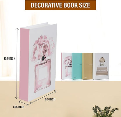4 Pcs Decorative Books | Faux Blush Coffee Table & Shelf Decor | Soft Romantic Look for Living Room, Office and Entryway - Not Real, Tool-Free 2-Min Setup