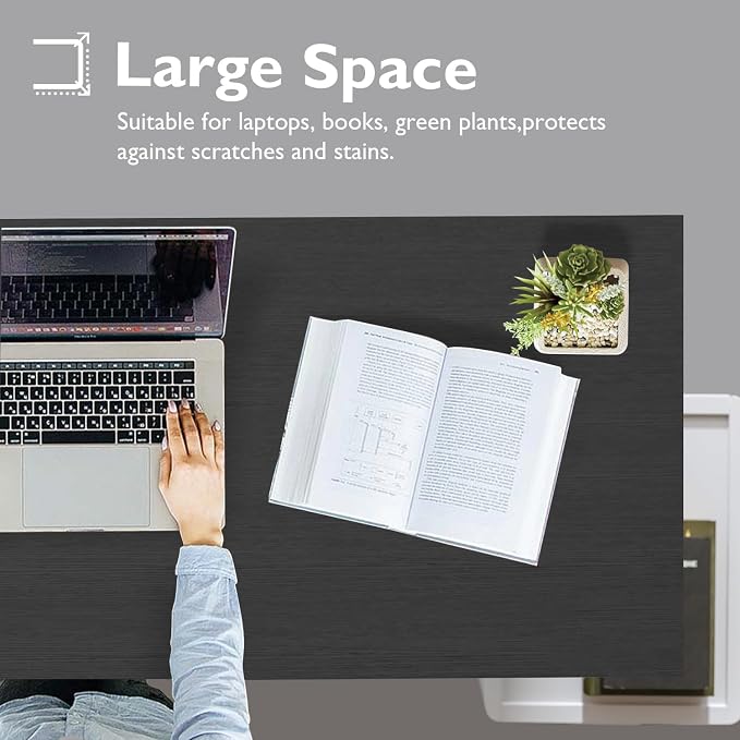 BestOffice | 32 Inch Computer Desk | Black | Sturdy Office Desk | Metal Frame, Adjustable Feet | Water-Resistant, Scratchproof Surface | Writing Table for Home Office or Study | Pack of 1