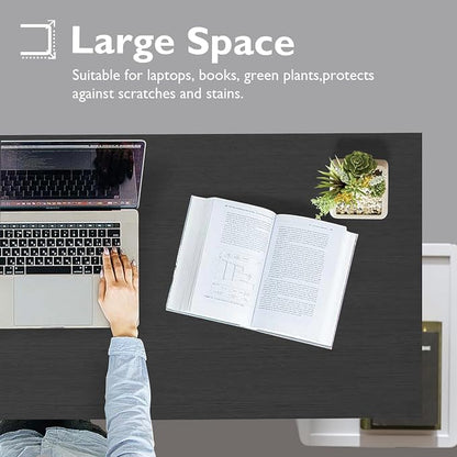 BestOffice | 32 Inch Computer Desk | Black | Sturdy Office Desk | Metal Frame, Adjustable Feet | Water-Resistant, Scratchproof Surface | Writing Table for Home Office or Study | Pack of 1