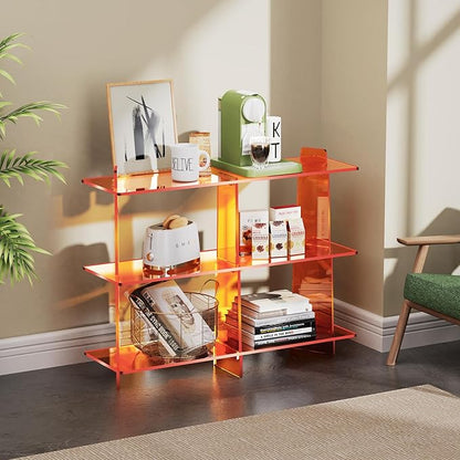 Acrylic Console Table, Entryway Table, Acrylic Bookshelf, 39.4'' x 11.8'' x 31.5'', Clear