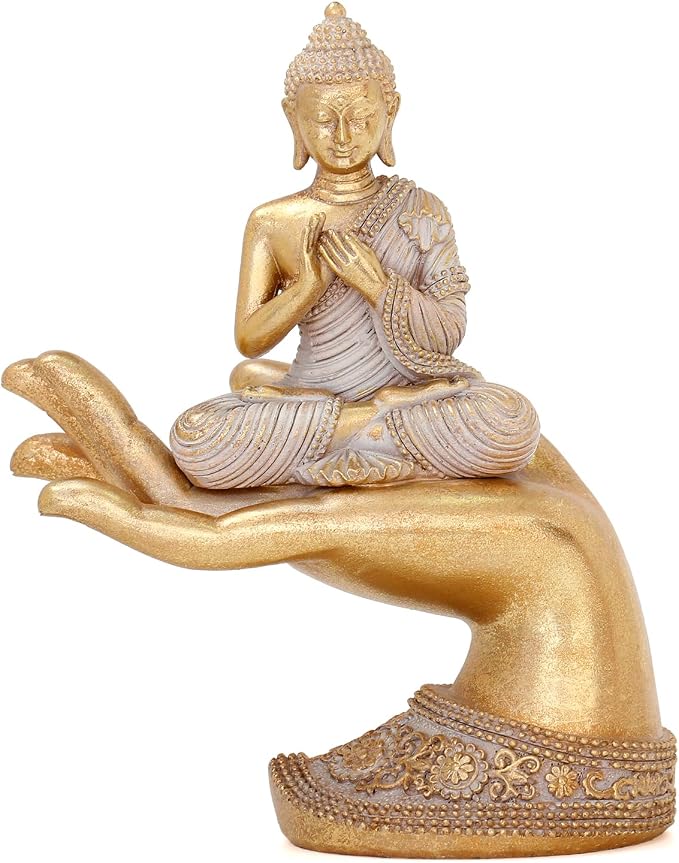 Buddha Statue for Home Decor Gold 8.7"- Buddha Statues for Zen Decor - Buddha Statue Large for Spiritual-Buddha Decor for Living Room-Buda–Indoor Buddha Gift for Relaxation, Meditation or Shrine