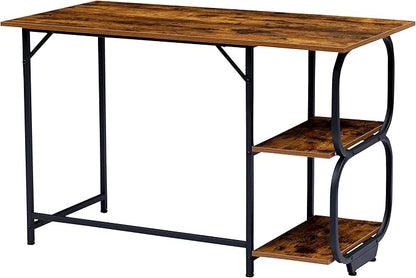 Newest Simple Open Shelf for Bedroom Living Room, 47.2Inch Home Office Computer Desk with Storage Shelves, Study Writing Table for Small Spaces, Caramel Wood Grain