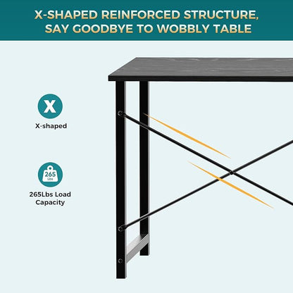 OLIXIS 40 Inch Computer Office Desk for Small Spaces, Writing Gaming Work Desk Modern Study Table with Storage Bag & Headphone Hook Home Bedroom, Black | Metal Frame, Writing Gaming Work, Home Bedroom, Easy Assembly, Sturdy Design, Black