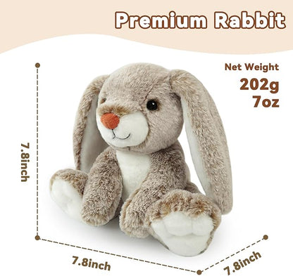 Bunny Stuffed Animal Rabbit Plush Toy Cute Big Feet Sitting Plushie Easter Basket Stuffers Gifts for Kids Girls Boys Comfort Companion Cuddle Buddy Huggable Doll Weighted Feel 8 Inch 7.1 oz