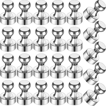 LOVIMAG Fridge Magnets 25Pcs, Magnet for Refrigerator Whiteboard, Silver | Small Strong Neodymium Metal Cute Push Pin for Classroom, Kitchen, Accessories Decorative, Office, Calendar