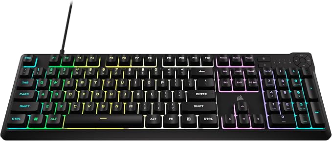 Corsair K55 CORE RGB Membrane Wired Gaming Keyboard – QWERTY US Layout – Quiet, Responsive Switches – Spill Resistance – Ten-Zone RGB – Media Keys – iCUE Compatible – PC, Mac – Black