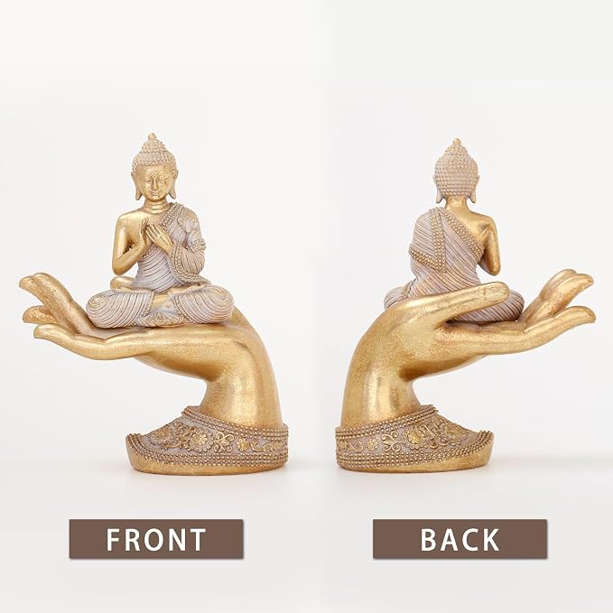 Buddha Statue for Home Decor Gold 8.7"- Buddha Statues for Zen Decor - Buddha Statue Large for Spiritual-Buddha Decor for Living Room-Buda–Indoor Buddha Gift for Relaxation, Meditation or Shrine