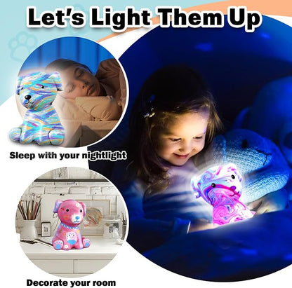 FUNZBO Paint Your Own Dog Lamp Kits - Arts and Crafts Supplies Puppy Painting for Kids Teens, DIY Night Light Dog Toy for Girls Boys Age 3 4 5 6 7 8 9 10 11 12 13 Birthday Gift
