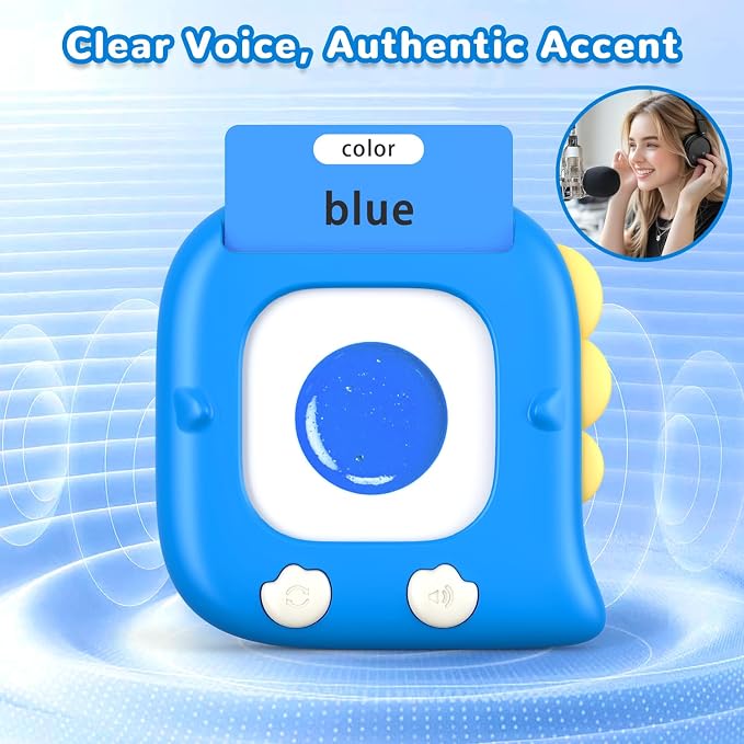 Kidzdo Talking Flash Cards with 560 Sight Word, Christmas Birthday Gifts for 2 3 4 5 6 Year Old Boys Girls, Montessori Pocket Speech Language Therapy Toys, Portable Toddlers Toys for Ages 2-6, Blue
