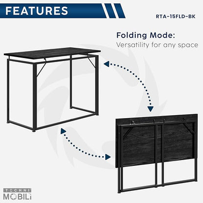 Techni Mobili Space Saving Folding Desk, Black