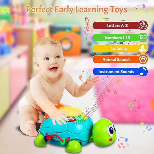 Baby Toys 6 to 12 Months Crawling Turtle Musical Infant Toy for 12 Months Old Light Up Tummy Time Toys Early Eduactional Learning Montessori Toy for 8 9 10 Month Baby Boy Girl Toddler