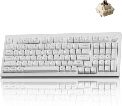 Keychron V5 Ultra 96% Wireless Mechanical Keyboard with 8000Hz Polling Rate & NKRO, Hot-Swappable RGB, Brown Switches, 97 Keys, 2.4GHz/Bluetooth/Wired, OSA PBT Keycaps, for Mac/Win/Linux - White